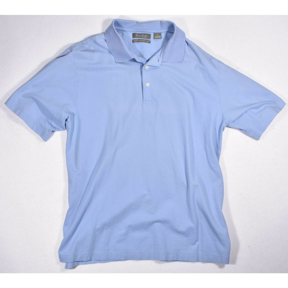 Daniel Cremieux Solid Blue Mens Short Sleeve Polo Shirt Size Large